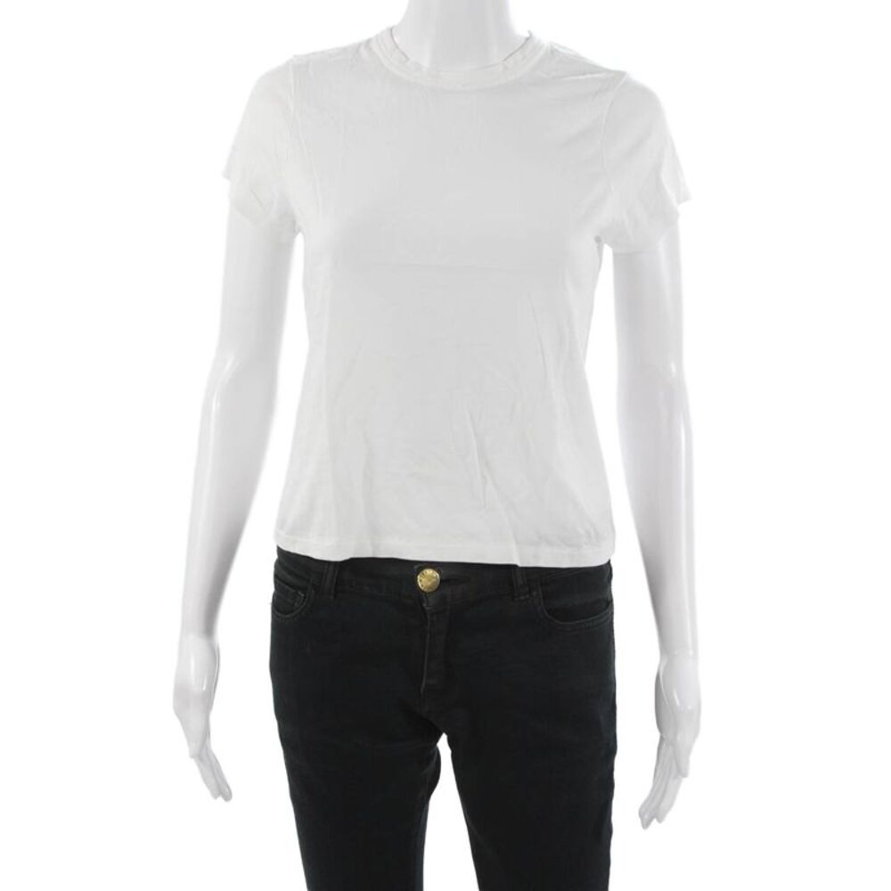 Jason Scott Womens White Pima Cotton Crewneck Short Sleeve T-Shirt Size XS